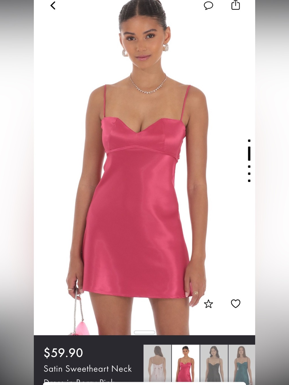 Lucy in the Sky Satin Sweetheart Mini Dress in Hot Pink